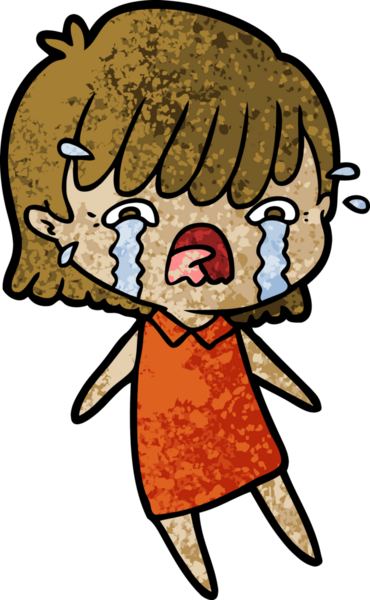 Bir insan tarafından çizilmiş ağlayan çizgi film kızı.