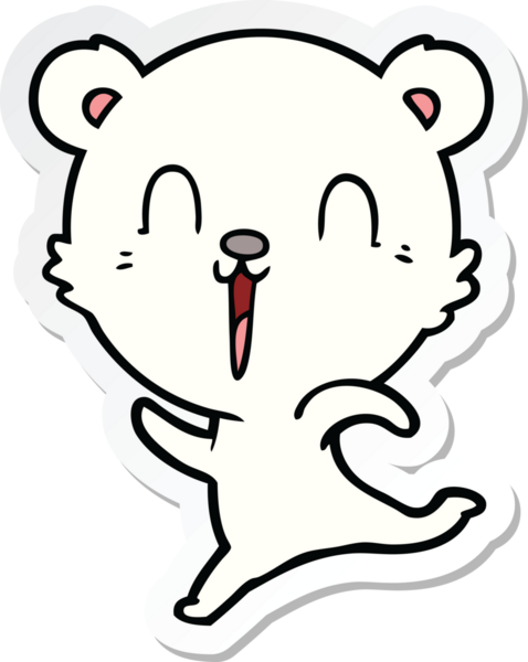 Bir insan tarafından çizilmiş mutlu bir kutup ayısının çıkartması.