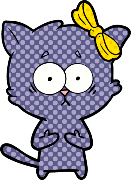 Bir insan tarafından çizilmiş çizgi film kedisi.