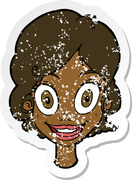 Bir insan tarafından çizilmiş mutlu bir karikatürün gerilimli yapıştırması.