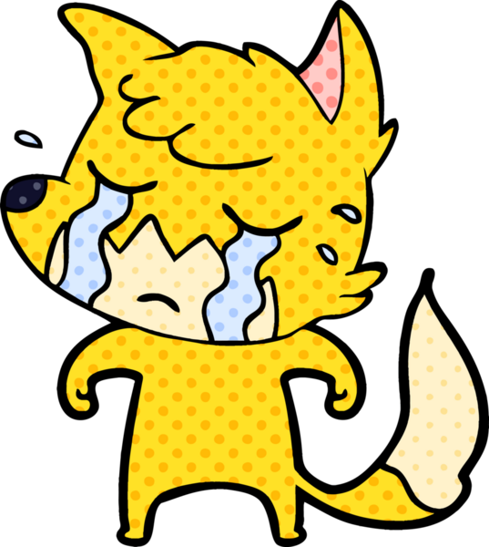 Bir insan tarafından çizilmiş ağlayan tilki çizgi filmi.