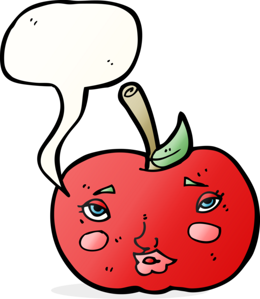 bir insan tarafından çizilmiş yüzlü karikatür elması.