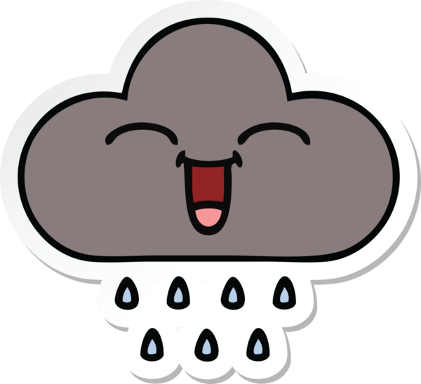 Bir insan tarafından çizilmiş şirin bir fırtına bulutunun çıkartması.