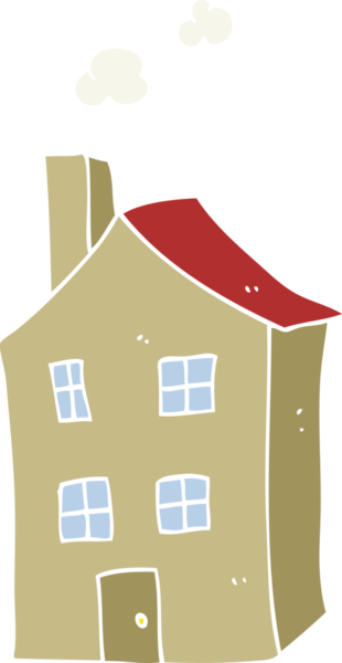 Bir insan tarafından çizilen evin düz renk çizimi