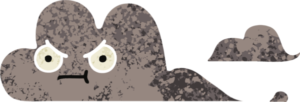 Bir insan tarafından çizilmiş bir fırtına bulutunun retro çizim tarzı karikatürü