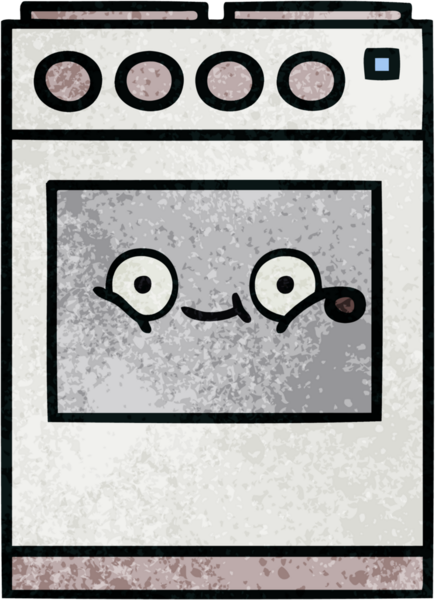 Bir insan tarafından çizilmiş mutfak fırınının retro grunge deseni.