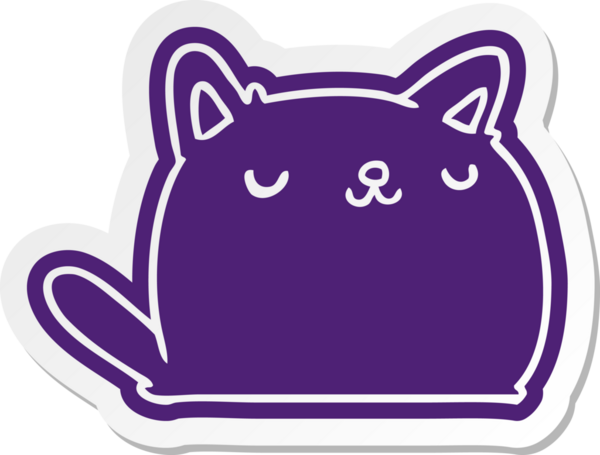 Bir insan tarafından çizilmiş sevimli kawaii kedisinin çizgi film etiketi.