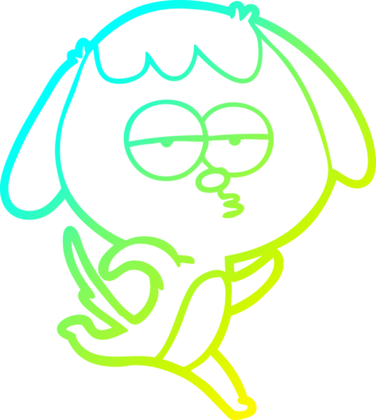 Bir insan tarafından çizilmiş ve sıkılmış bir köpeğin soğuk çizgi çizimi.