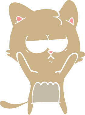 Sıkıcı düz renkli çizgi film kedisi bir insan tarafından çizildi