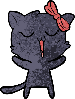 Bir insan tarafından çizilmiş çizgi film kedisi.