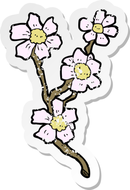 Bir insan tarafından çizilmiş karikatür çiçeğinin gerilmiş yapıştırması.