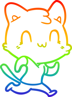 Gökkuşağı gradyan çizgi çizimi Bir insan tarafından çizilen mutlu kedi çizimi