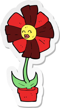 Bir insan tarafından çizilmiş karikatür çiçeğinin çıkartması.