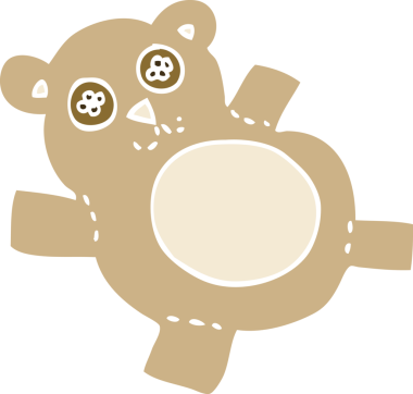 Bir insan tarafından çizilmiş düz renk çizim oyuncak ayı.