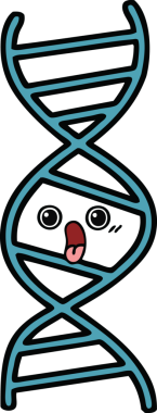 Bir insan tarafından çizilmiş DNA iplikçikli şirin bir çizgi film.