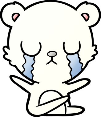 Bir insan tarafından çizilmiş üzgün küçük kutup ayısı çizgi filmi.