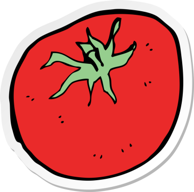 Bir insan tarafından çizilmiş bir domates etiketi.