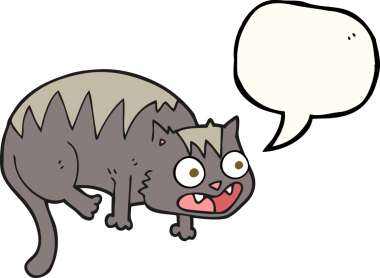 Bir insan tarafından çizilmiş serbest konuşma balonu çizgi film kedisi