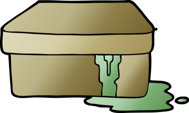 Bir insan tarafından çizilmiş balçık dolu çizgi film kutusu.