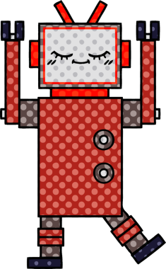 bir insan tarafından çizilmiş bir robotun çizgi roman tarzı