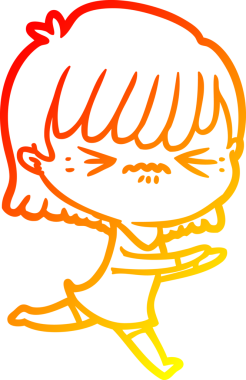 Bir insan tarafından çizilmiş kızgın bir çizgi film kızı çizimi.