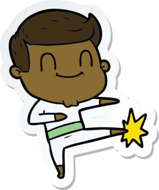 Bir insan tarafından çizilmiş, karikatür dostu bir adamın çıkartması.