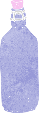 Bir insan tarafından çizilmiş geleneksel çizgi film şişesi.