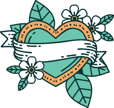 Bir insan tarafından çizilmiş kalp ve bayrağın ikonik dövme şekli