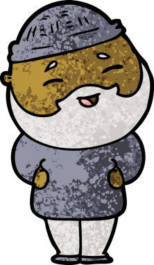 Bir insan tarafından çizilmiş mutlu sakallı bir adam.