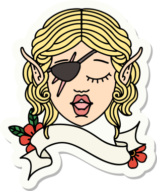 Bir insan tarafından çizilmiş bir elf karakterinin çıkartması.