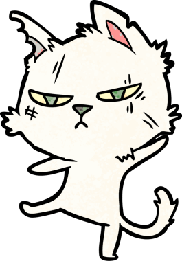 Bir insan tarafından çizilmiş sert çizgi film kedisi.