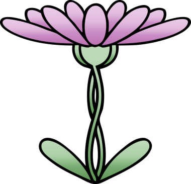 Bir insan tarafından çizilmiş rengarenk bir çiçek karikatürü.