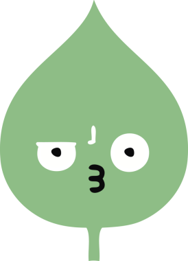 Bir insan tarafından çizilmiş dışavurumsal yaprağın düz renk retro karikatürü