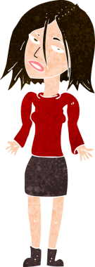 Bir insan tarafından çizilmiş omuz silken çizgi filmdeki kadın.