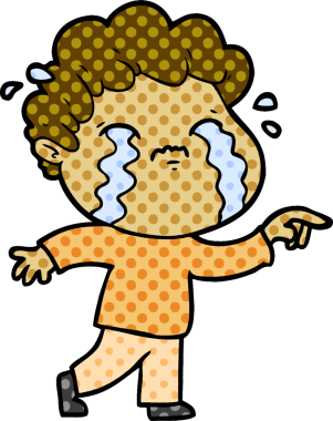 Bir insan tarafından çizilmiş ağlayan çizgi film adamı.