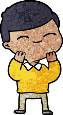 Bir insan tarafından çizilmiş gülümseyen çocuk.