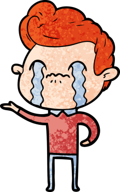 Bir insan tarafından çizilmiş ağlayan çizgi film adamı.