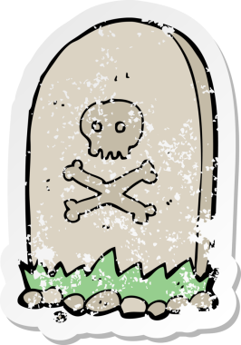 Bir insan tarafından çizilmiş karikatür mezarının gerilimli çıkartması.