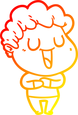 Bir insan tarafından çizilmiş gülen bir çizgi film karakterinin sıcak çizgi çizimi.