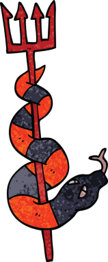 Bir insan tarafından çizilmiş şeytan çatalındaki karalama yılanı.