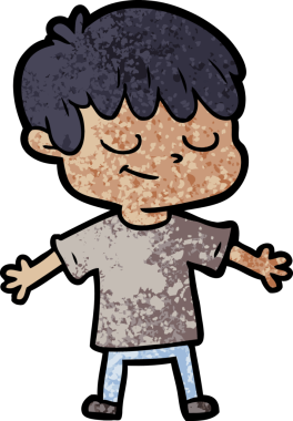 Bir insan tarafından çizilmiş mutlu çocuk çizgi filmi.