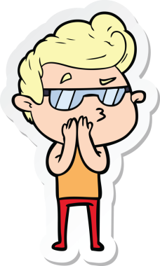 Bir insan tarafından çizilmiş havalı bir adamın çıkartması.