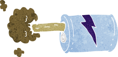 Bir insan tarafından çizilmiş gazlı içecek kutusu.