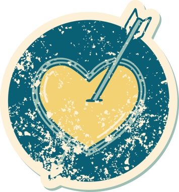 Bir insan tarafından çizilmiş ok ve kalbin sembolik depresif dövme görüntüsü