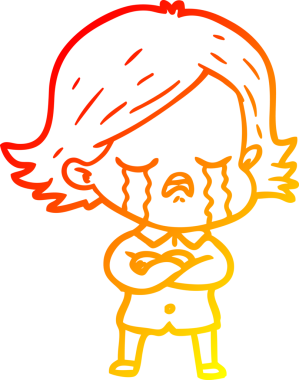 Bir insan tarafından çizilmiş ağlayan çizgi film kızı çizimi.