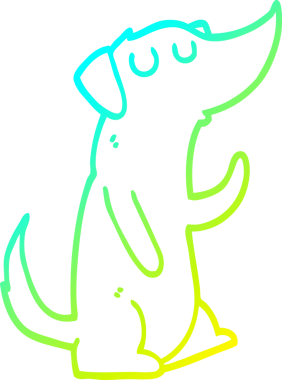 Bir insan tarafından çizilen çizgi film köpeğinin soğuk gradyan çizgisi.