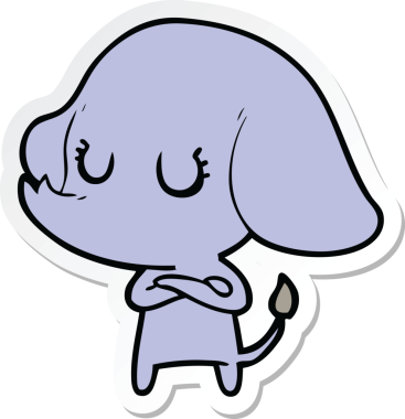 Bir insan tarafından çizilmiş şirin bir fil çıkartması.