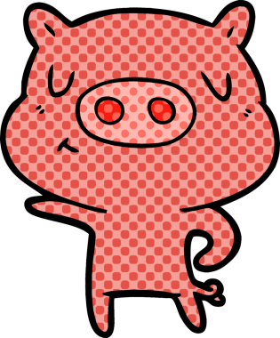 Bir insan tarafından çizilmiş çizgi film domuzu.