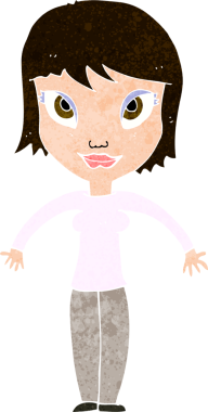 Bir insan tarafından çizilmiş omuz silken çizgi filmdeki kadın.