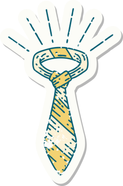 Bir insan tarafından çizilmiş eski bir dövme stili ofis kravatı.